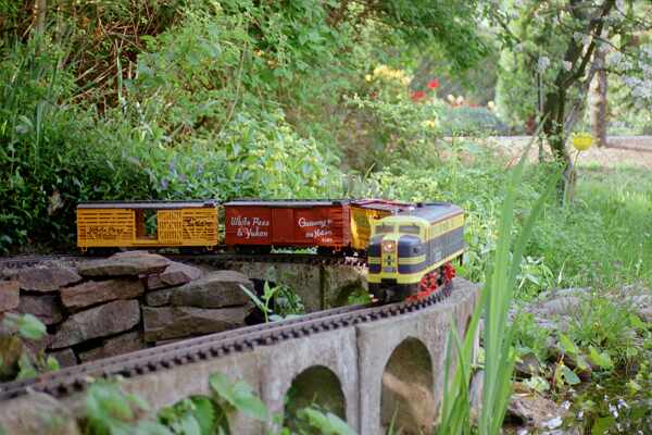 American freight train on the bridge